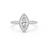 14K Gold 2.50 Carat Lab Grown Marquise Diamond Under Halo Bezel Engagement Ring