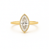 14K Gold 2.50 Carat Lab Grown Marquise Diamond Under Halo Bezel Engagement Ring