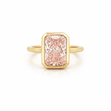 14K Gold Lab Grown Radiant Pink Diamond Solitaire Bezel Engagement Ring