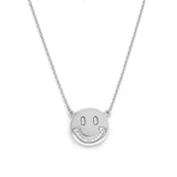14K Gold Diamond Happy Face Pendant Necklace