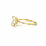 14K Gold 2.00 Carat Lab Grown Radiant Diamond Prong Set Under Halo Engagement Ring
