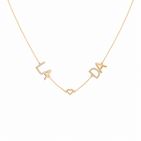 14K Gold Two Personalized Initials Diamond Necklace