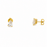 14K Gold Lab Grown Pear Cut Basket Set Diamond Stud Earrings