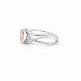 14K Gold Oval Morganite Split Curve Diamond Ring