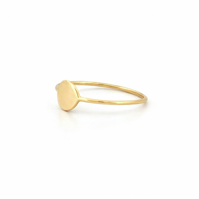 14K Gold Thin Round Signet Band