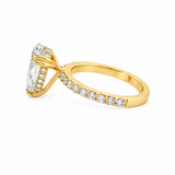 14K Gold 3.00 Carat Lab Grown Pear Diamond Prong Set Under Halo Engagement Ring