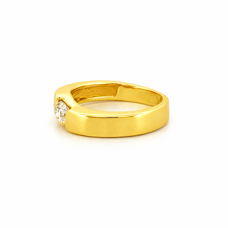 14K Gold Curved Mens Diamond Band