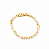 14K Gold Lab Grown 4.1MM Alternating Emerald and Oval Diamond Tennis Bracelet