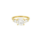 14K Gold Three Stone 2.00 Carat Lab Grown Round Diamond Cathedral Engagement Ring