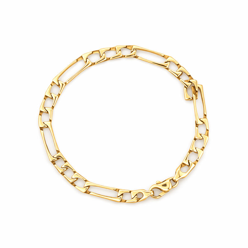 14K Gold 4.8MM Edged Figaro Bracelet