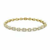14K Gold Oval and Marquise Shape Diamond Cluster Bracelet