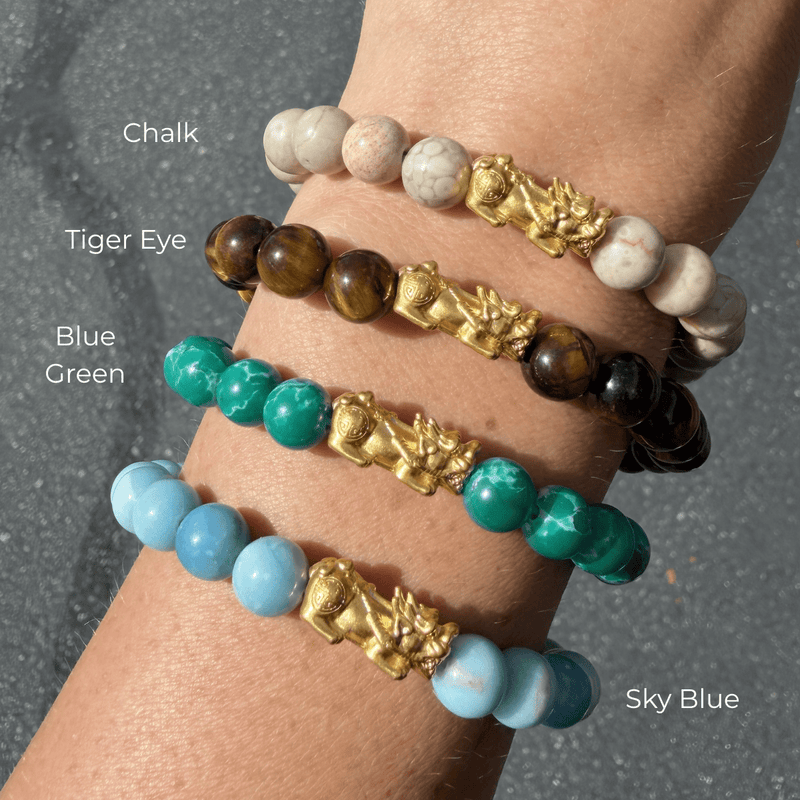 14K Gold Colored Stone Bead Pixie Charm Bracelet