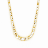 14K Gold Lab Grown 16.50 Carat Round Graduating Diamond Tennis Necklace