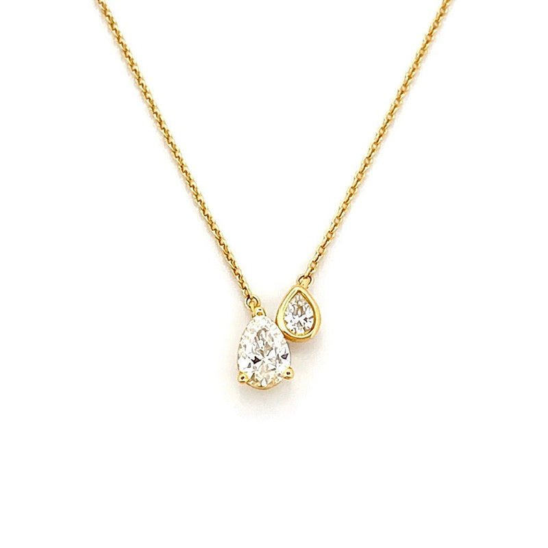 14K Gold Pear Diamond Duo Pendant Necklace