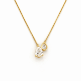 14K Gold Pear Diamond Duo Pendant Necklace