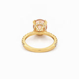 14K Gold Diamond Under Halo with 2.54 Carat Oval Morganite Engagement Ring