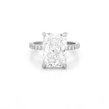 14K Gold 7.00 Carat Lab Grown Radiant Diamond Prong Set Under Halo Engagement Ring