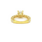 14K Gold 2.00 Carat Cushion Lab Grown Diamond Under Halo, Diamond U Prong Engagement Ring