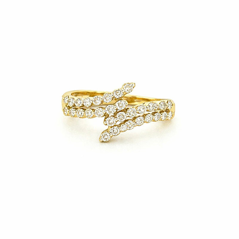 14K Gold Wrapped Two Row Single Prong Diamond Band