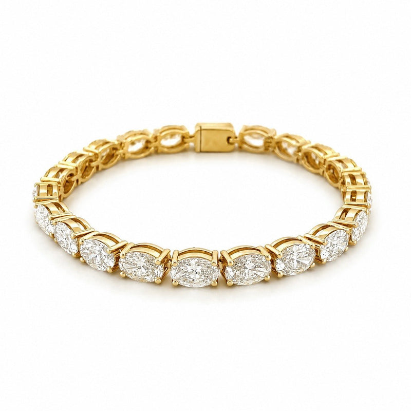14K Gold Large Lab Grown Oval Cut Diamond Tennis Bracelet