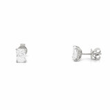 14K Gold Lab Grown Radiant Diamond Under Halo Stud Earrings