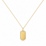 14K Gold Dog Tag Diamond Necklace