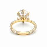 14K Gold Lab Grown 6-Prong 4.00 Carat Round Diamond on 3D 3/4 Setting Engagement Ring
