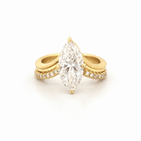 14K Gold 2.00 Carat Lab Grown Slanted Marquise Diamond V Engagement Ring