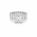 14K Gold 5.00 Carat Lab Grown Emerald Eternity Diamond Walls Under Halo Engagement Ring