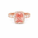 The Julia Engagement Ring with 2.50 Carat Lab Grown Elongated Cushion Pink Diamond