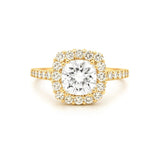 14K Gold 3.00 Carat Lab Grown Cushion Cut Diamond Wide Halo Engagement Ring
