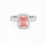 The Julia Engagement Ring with 2.50 Carat Lab Grown Elongated Cushion Pink Diamond