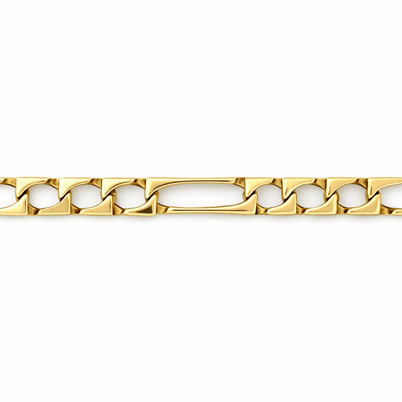 14K Gold 4.8MM Edged Figaro Bracelet