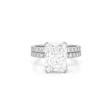 14K Gold 6.50 Carat Lab Grown Radiant Diamond Prong Set Engagement Set with Diamond Under Halo and Prongs