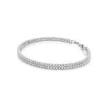 14K Gold Double Layer Diamond Cut Bangle Bracelet