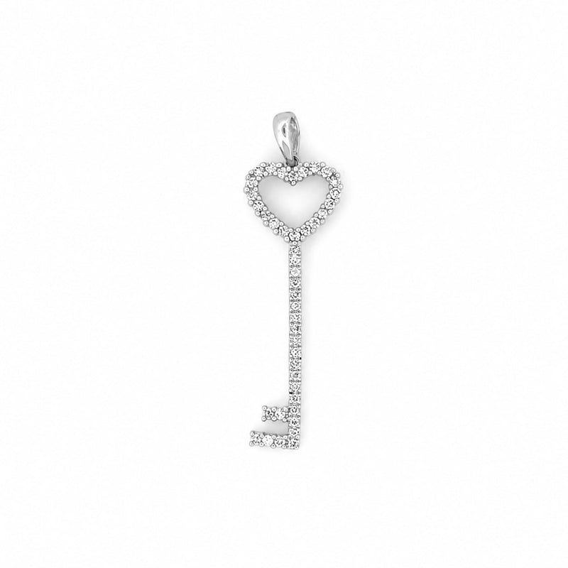 14K Gold Heart Key Pendant