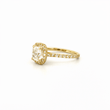 14K Gold 1.20 Carat Natural Cushion Diamond Halo Engagement Ring