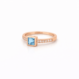 14K Gold Princess Blue Tourmaline Bezel Ring