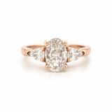 14K Gold Three Stone Lab Grown Oval Diamond Engagement Ring