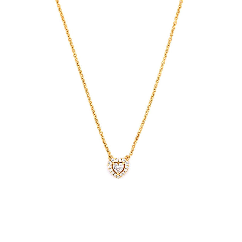 14K Gold Diamond Heart Halo Pendant Necklace