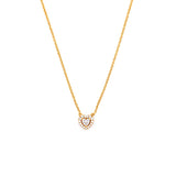 14K Gold Diamond Heart Halo Pendant Necklace