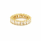 14K Gold Oval and Emerald Lab Grown Diamond Basket Eternity Band