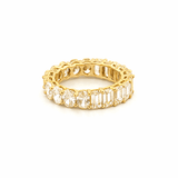 14K Gold Oval and Emerald Lab Grown Diamond Basket Eternity Band