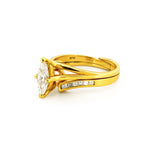 14K Gold Marquise Diamond  Baguette Channel Set Engagement Ring