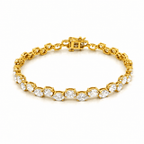 14K Gold East West Staggered Lab Grown Oval Cut Diamond Tennis Bracelet