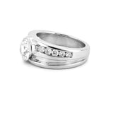 14K Gold 3.00 Lab Grown Round Diamond Channel Mens Band