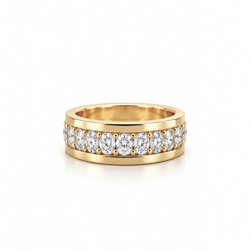 14K Gold Lab Grown Oval Diamond Eternity Mens Band