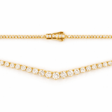 14K Gold Lab Grown 16.50 Carat Round Graduating Diamond Tennis Necklace