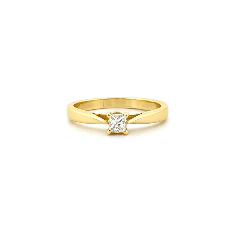 14K Gold 0.10 Carat Natural Princess Diamond Solitaire Cathedral Engagement Ring