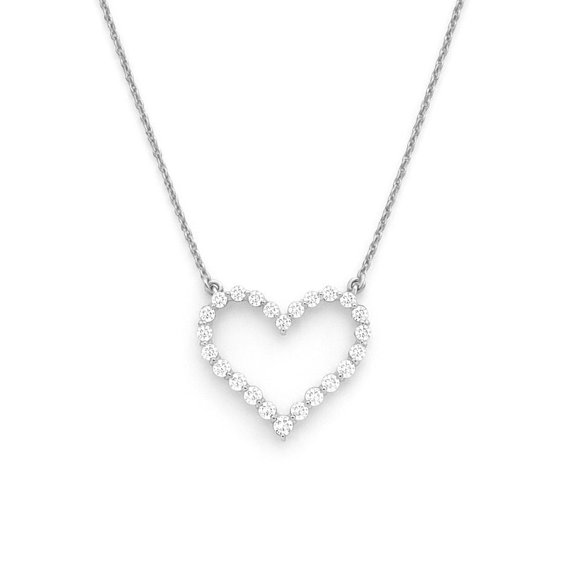 14K Gold Single Prong Diamond Heart Pendant Necklace